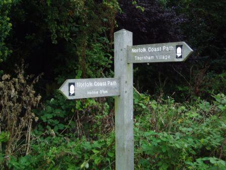 Norfolk Coast Path Sign on the way into Thornham 