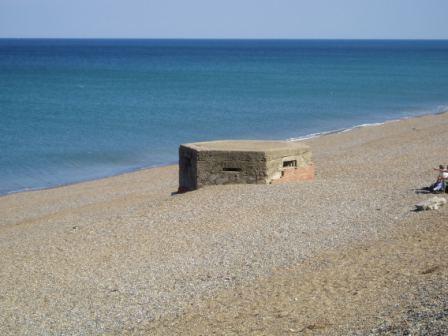 Pillbox on the shingle bank